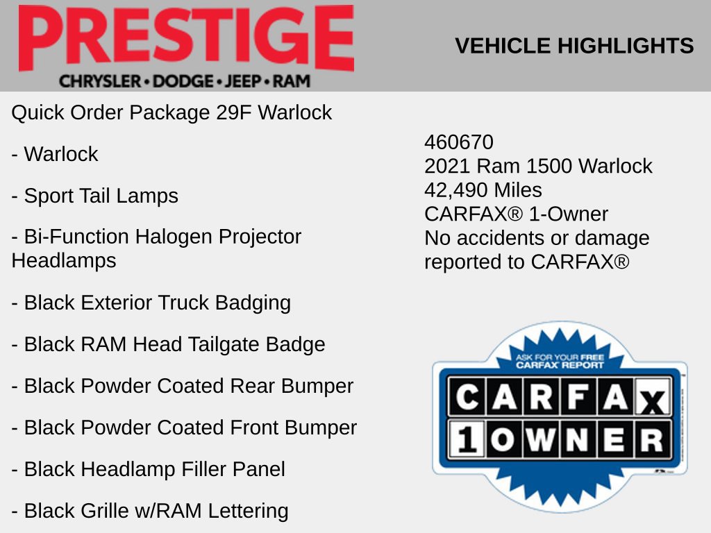Used 2021 RAM 1500 Warlock w/ Warlock Decor Package AWD/4WD image 2