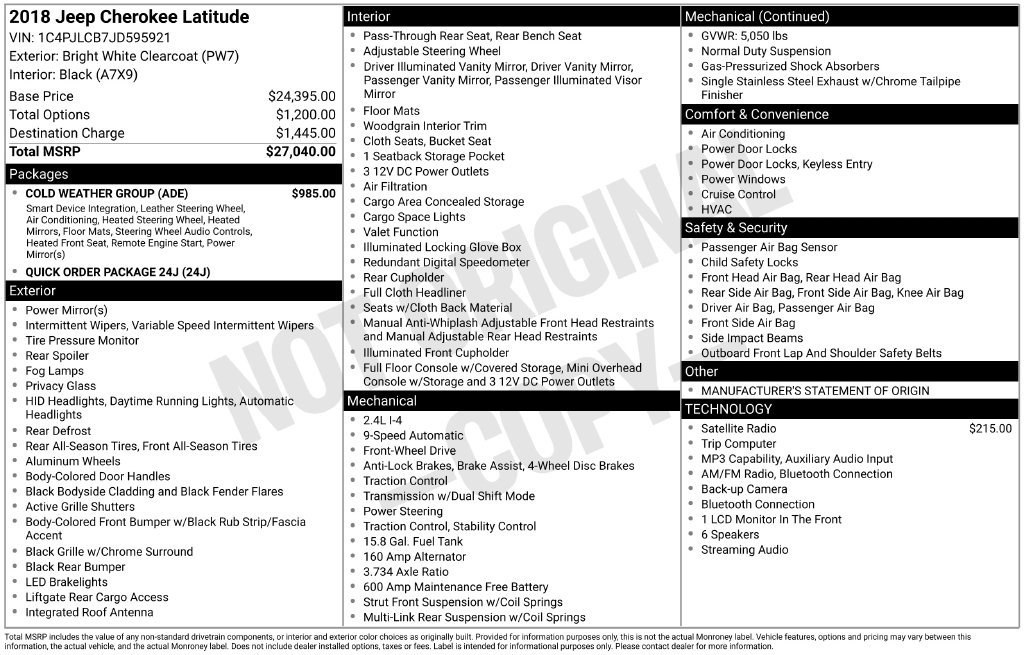 Used 2018 Jeep Cherokee Latitude w/ Cold Weather Group FWD image 38