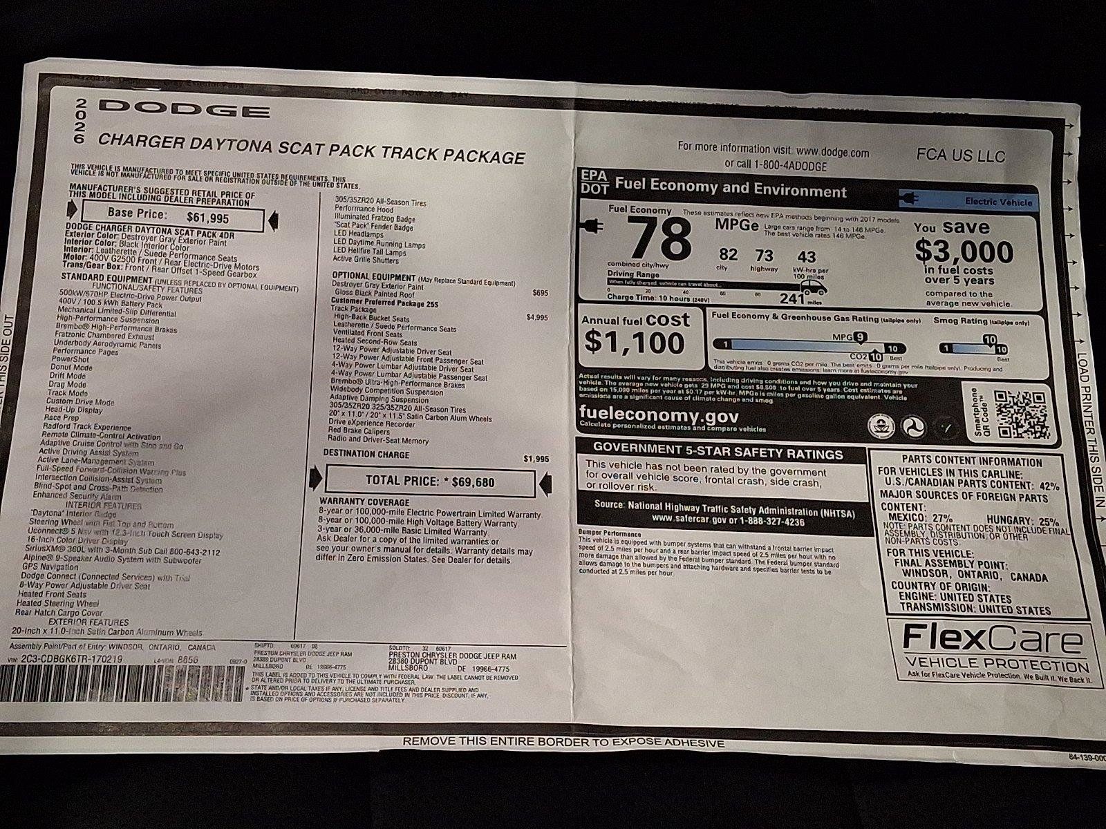 New 2026 Dodge Charger Daytona Scat Pack w/ Track Package AWD/4WD image 16