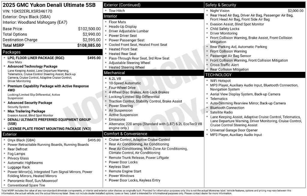Used 2025 GMC Yukon Denali Ultimate w/ LPO, Floor Liner Package AWD/4WD image 42