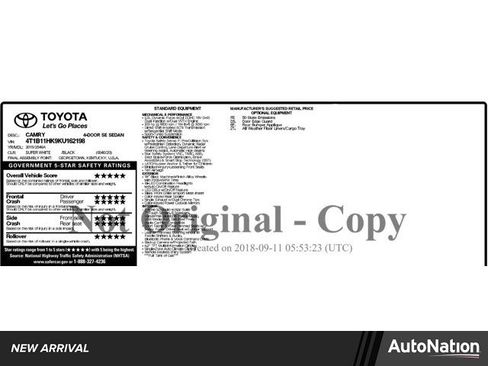 Used 2019 Toyota Camry SE image 1