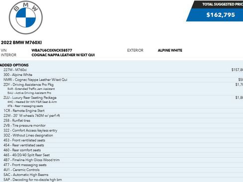 Used 2022 BMW M760i xDrive w/ Luxury Rear Seating Package image 7