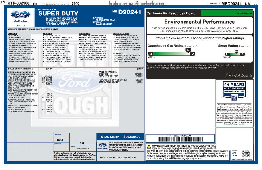 Used 2021 Ford F350 Platinum w/ Tremor Off-Road Package AWD/4WD image 26