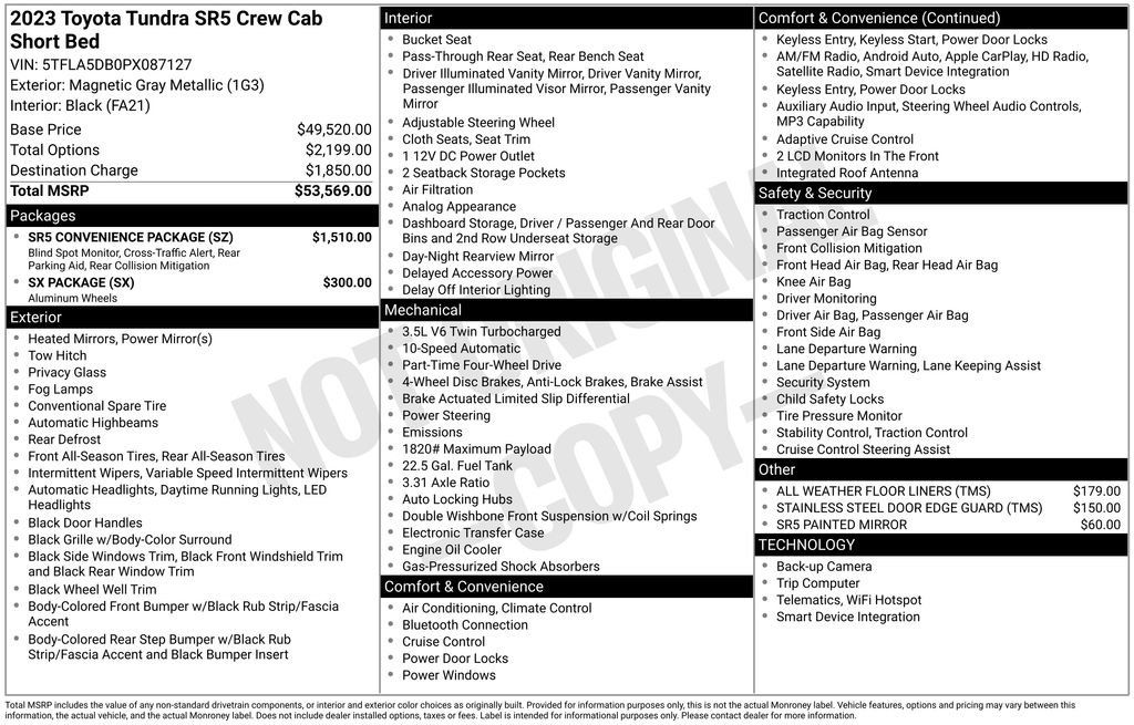 Used 2023 Toyota Tundra SR5 w/ SR5 Convenience Package AWD/4WD image 3