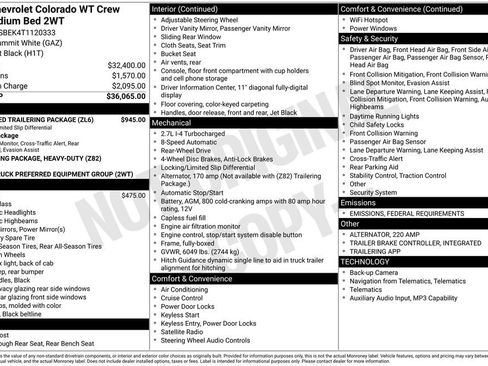 New 2026 Chevrolet Colorado W/T w/ Advanced Trailering Package image 26