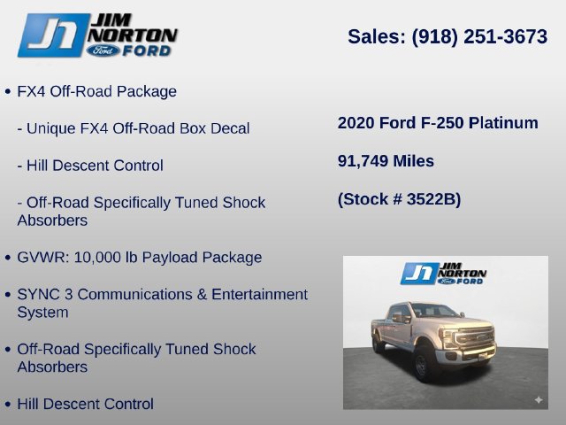 Used 2020 Ford F250 Platinum w/ FX4 Off-Road Package AWD/4WD image 8