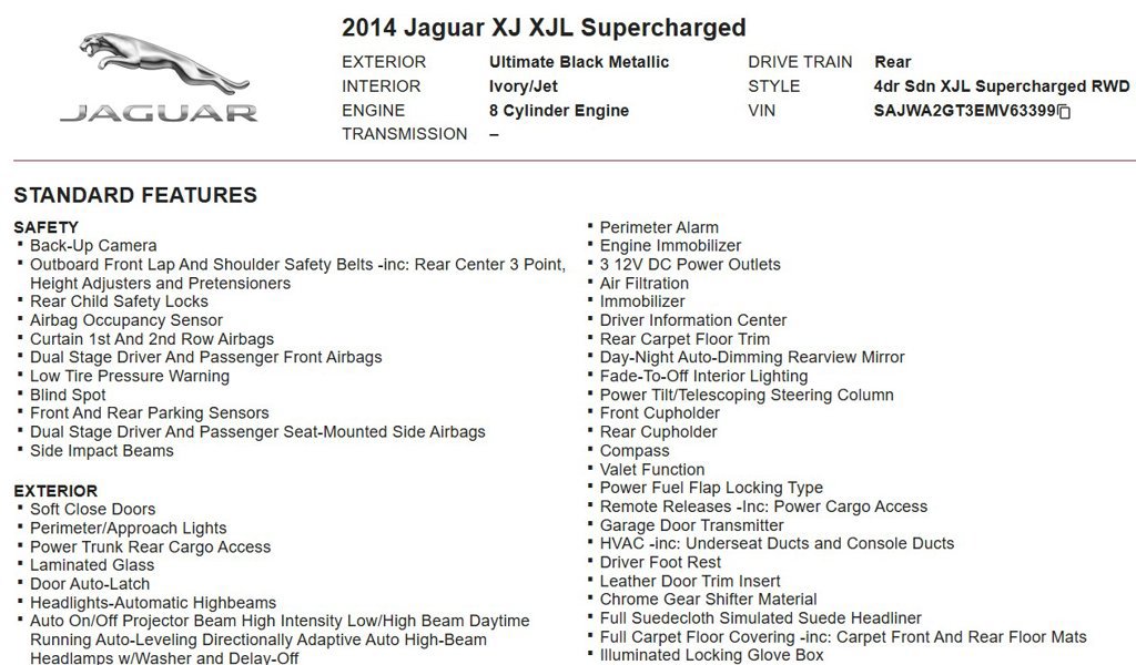 Used 2014 Jaguar XJ L Supercharged RWD image 18