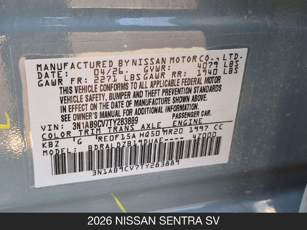 Certified 2026 Nissan Sentra SV w/ SV Convenience Package FWD image 25
