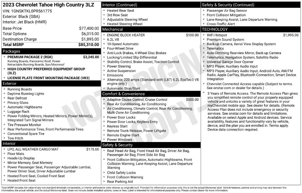 Used 2023 Chevrolet Tahoe High Country w/ Premium Package 2 AWD/4WD image 6