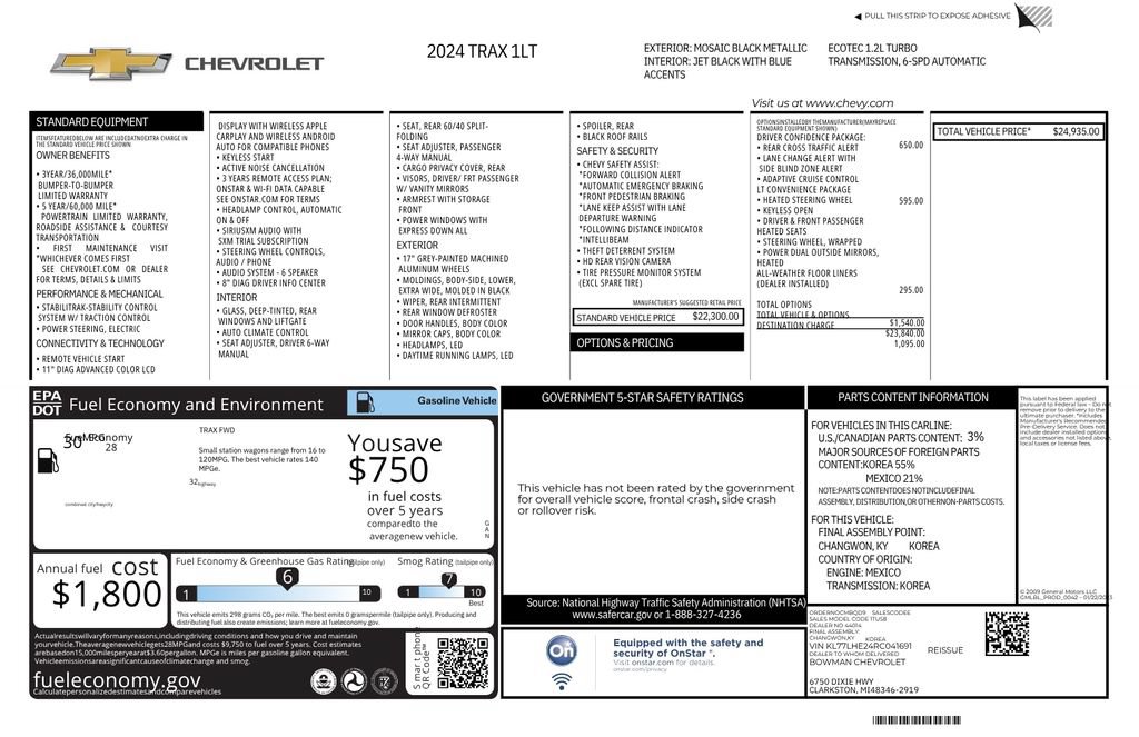 Used 2024 Chevrolet Trax LT w/ Driver Confidence Package FWD image 12