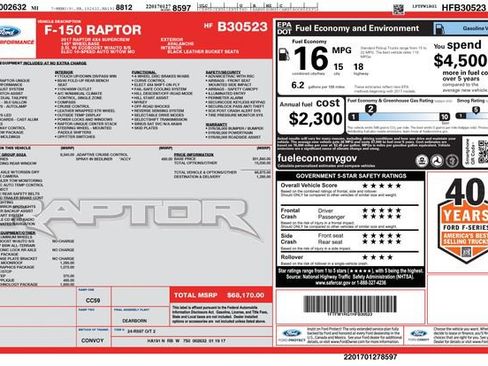 Used 2017 Ford F150 Raptor w/ Equipment Group 802A Luxury AWD/4WD image 7