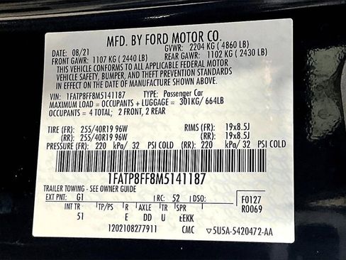 Used 2021 Ford Mustang GT Premium w/ Equipment Group 401A image 40