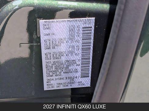 New 2027 INFINITI QX60 Luxe FWD image 28