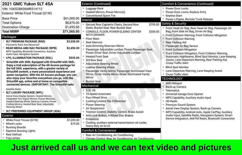 Used 2021 GMC Yukon SLT w/ SLT Premium Package AWD/4WD image 1