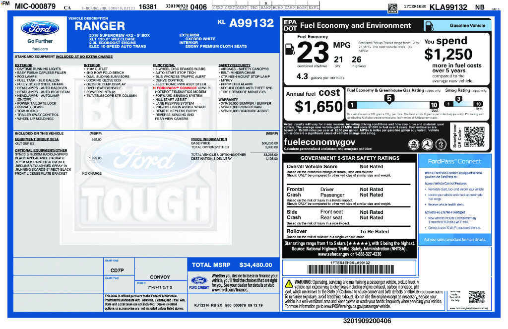 Used 2019 Ford Ranger XLT w/ Black Appearance Package RWD image 2