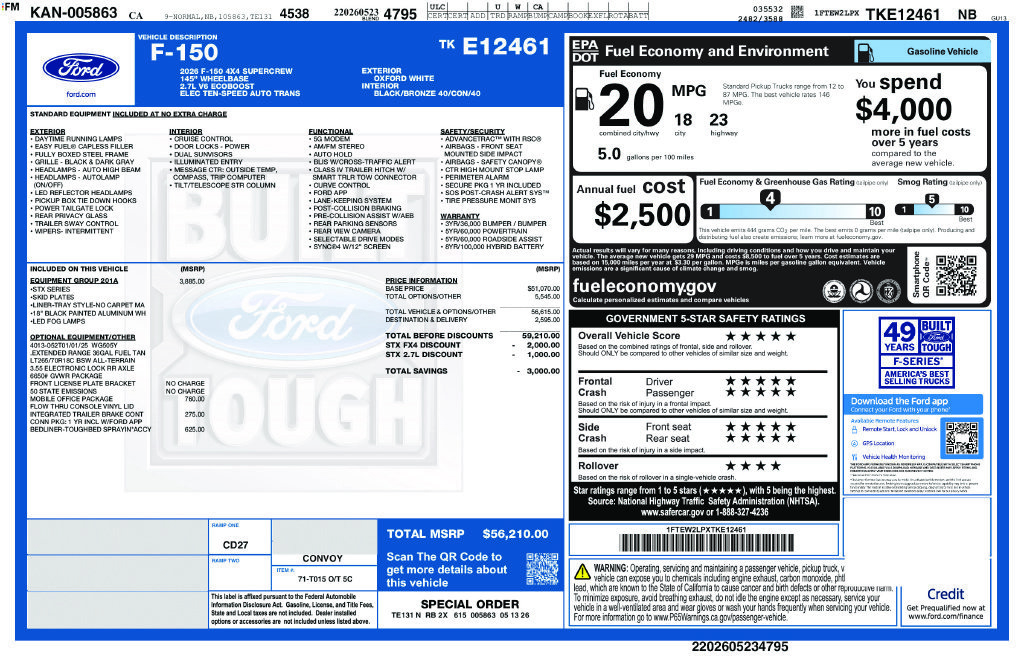 New 2026 Ford F150 STX w/ Equipment Group 201A FX4 AWD/4WD image 2