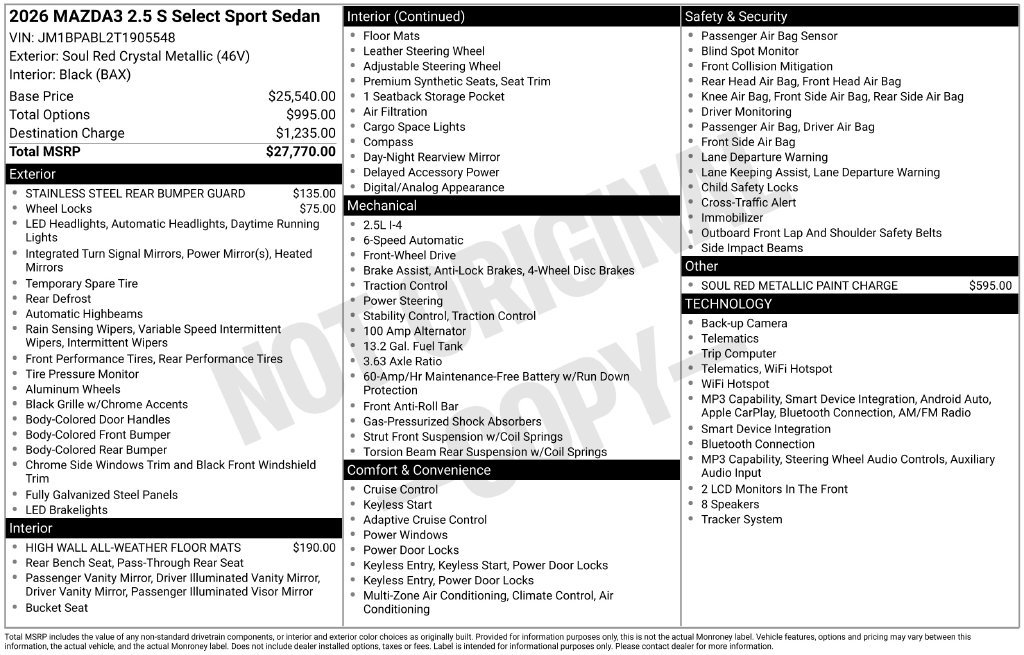 New 2026 MAZDA MAZDA3 s Sport FWD image 37