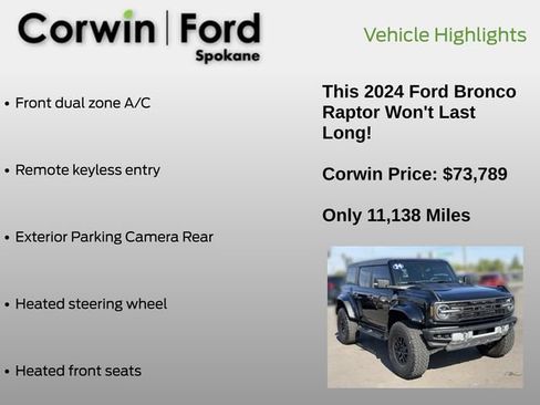 Used 2024 Ford Bronco Raptor AWD/4WD image 13