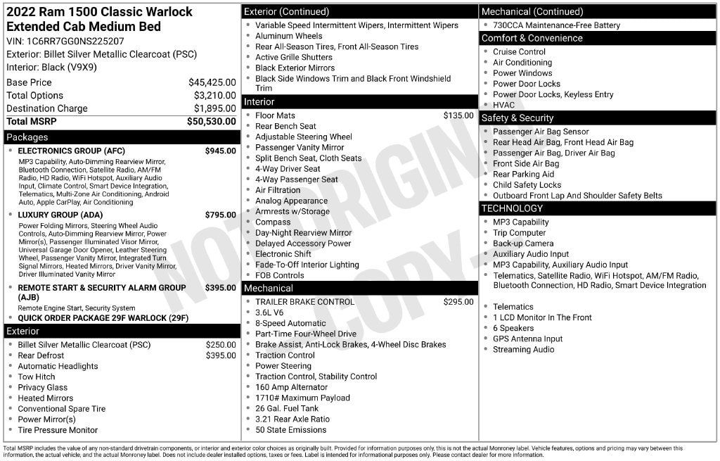 Used 2022 RAM 1500 Warlock w/ Electronics Group AWD/4WD image 3