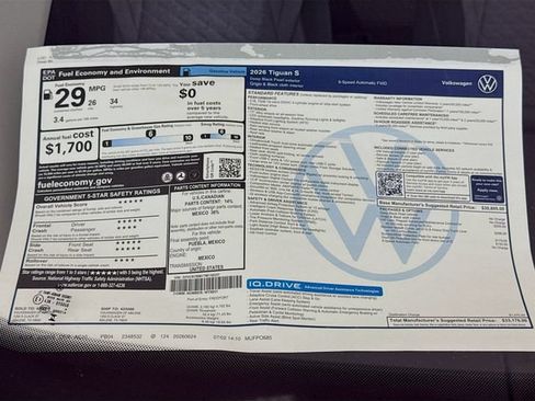 New 2026 Volkswagen Tiguan S FWD image 19