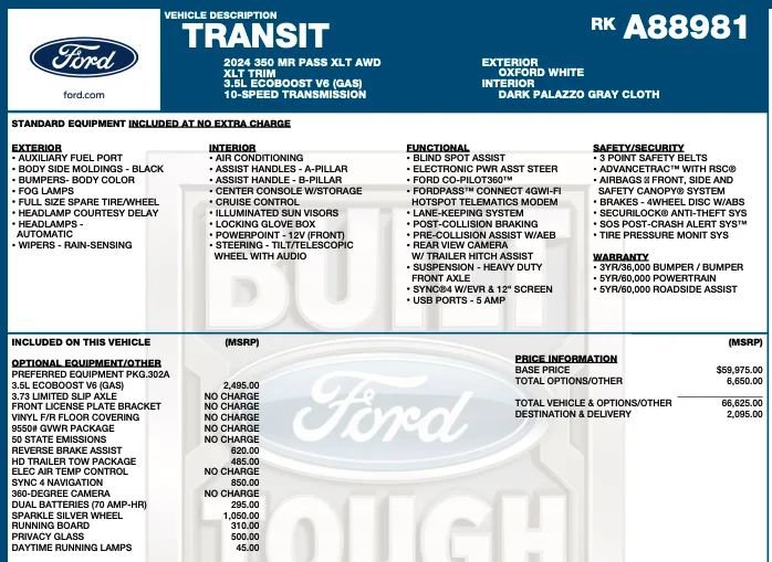 Used 2024 Ford Transit 350 XLT AWD/4WD image 2