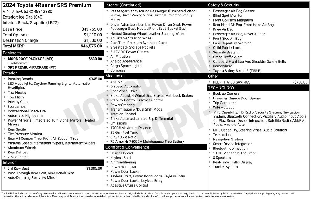 Used 2024 Toyota 4Runner SR5 Premium w/ Moonroof Package RWD image 11