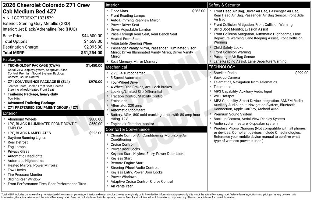 New 2026 Chevrolet Colorado Z71 w/ Technology Package AWD/4WD image 32