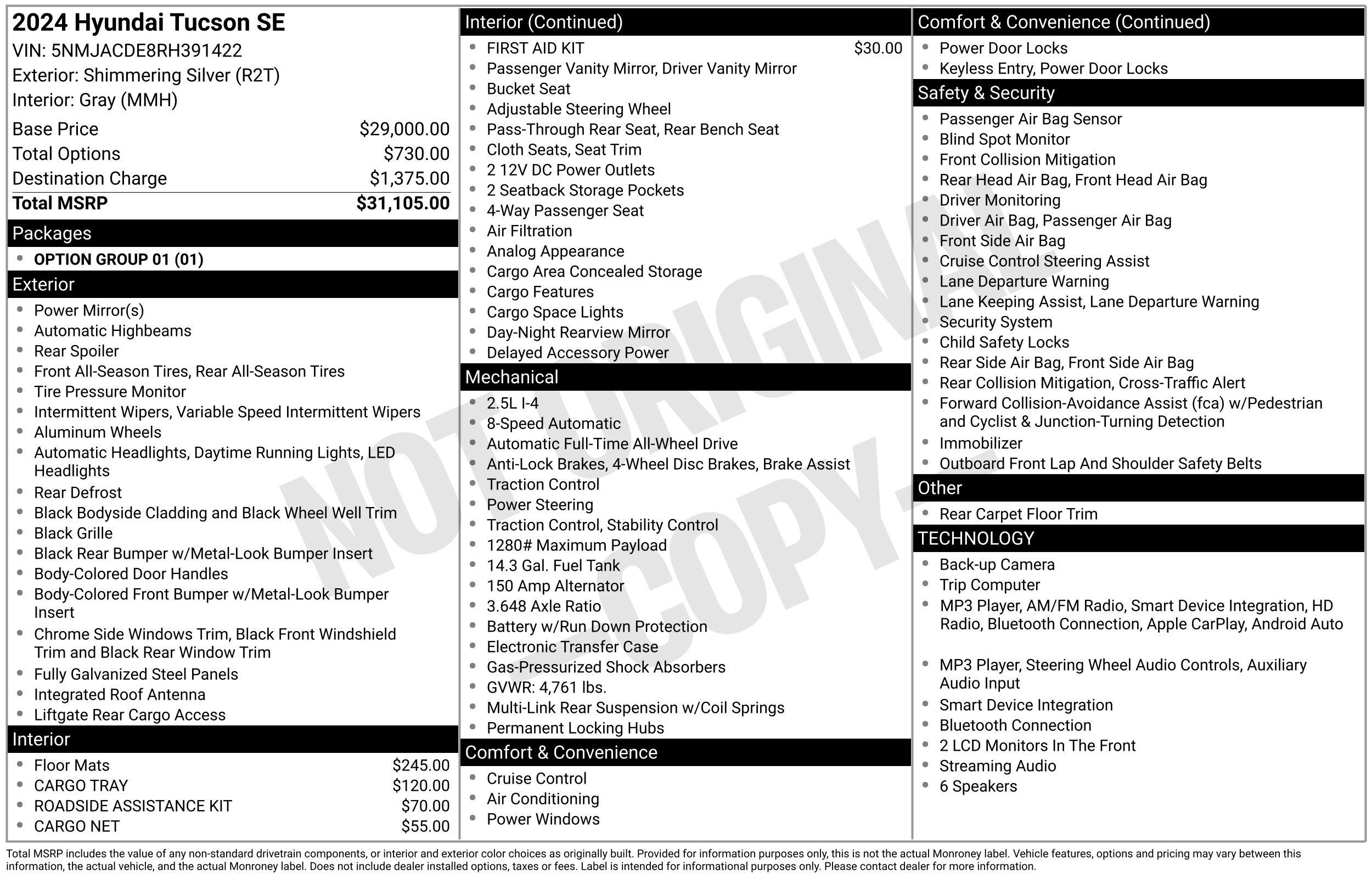 Certified 2024 Hyundai Tucson SE AWD/4WD image 2