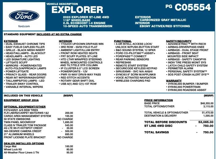 Used 2023 Ford Explorer ST-Line w/ Class IV Trailer Tow Package AWD/4WD image 2