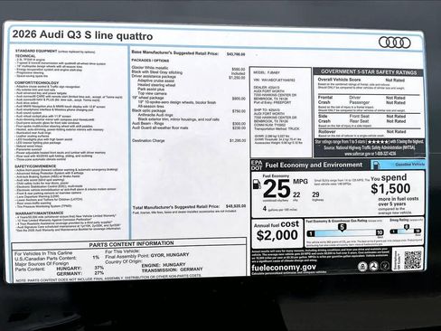 New 2026 Audi Q3 quattro 2.0T AWD/4WD image 16