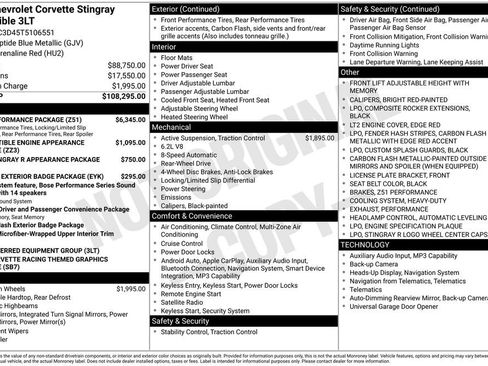 New 2026 Chevrolet Corvette Stingray Premium Conv w/ Z51 Performance Package image 2