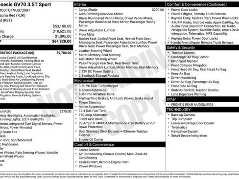 Used 2022 Genesis GV70 3.5T Sport w/ Sport Prestige Package image 33