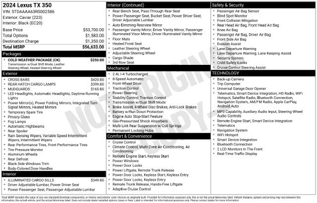 Used 2024 Lexus TX 350 FWD w/ Cold Weather Package image 35