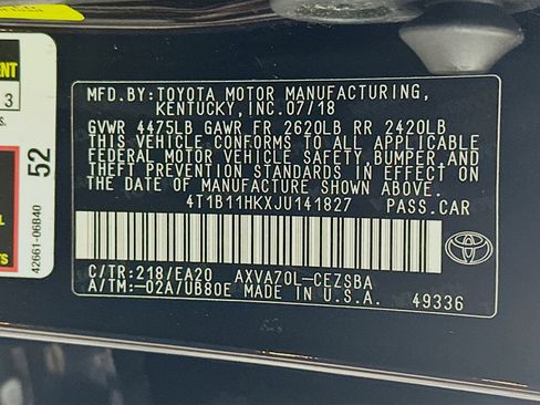 Used 2018 Toyota Camry SE w/ Convenience Package FWD image 12