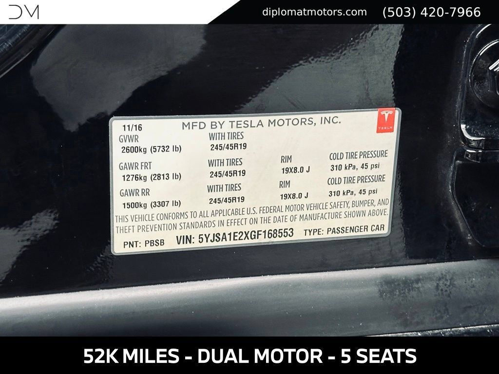 Used 2016 Tesla Model S 60D AWD/4WD image 44