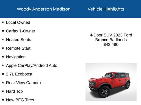 Used 2023 Ford Bronco Badlands AWD/4WD image 2
