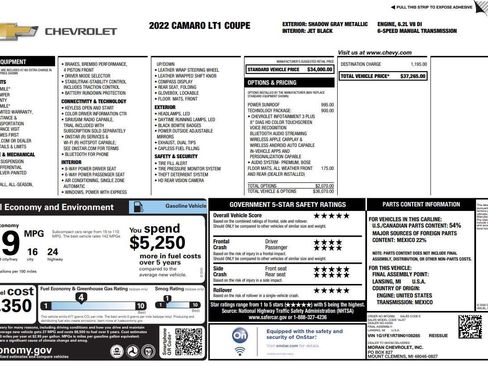 Used 2022 Chevrolet Camaro LT w/ Technology Package image 1