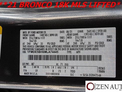 Used 2021 Ford Bronco 4-Door AWD/4WD image 70