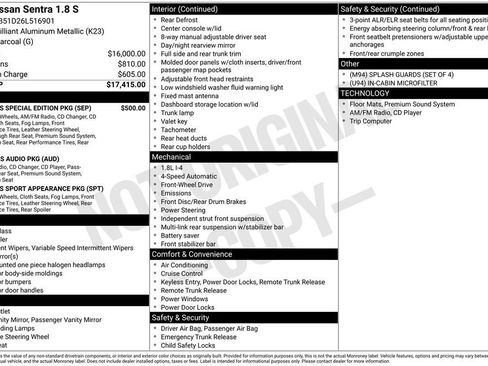 Used 2006 Nissan Sentra 1.8 S w/ (S04) 1.8S Special Editto Pkg image 33