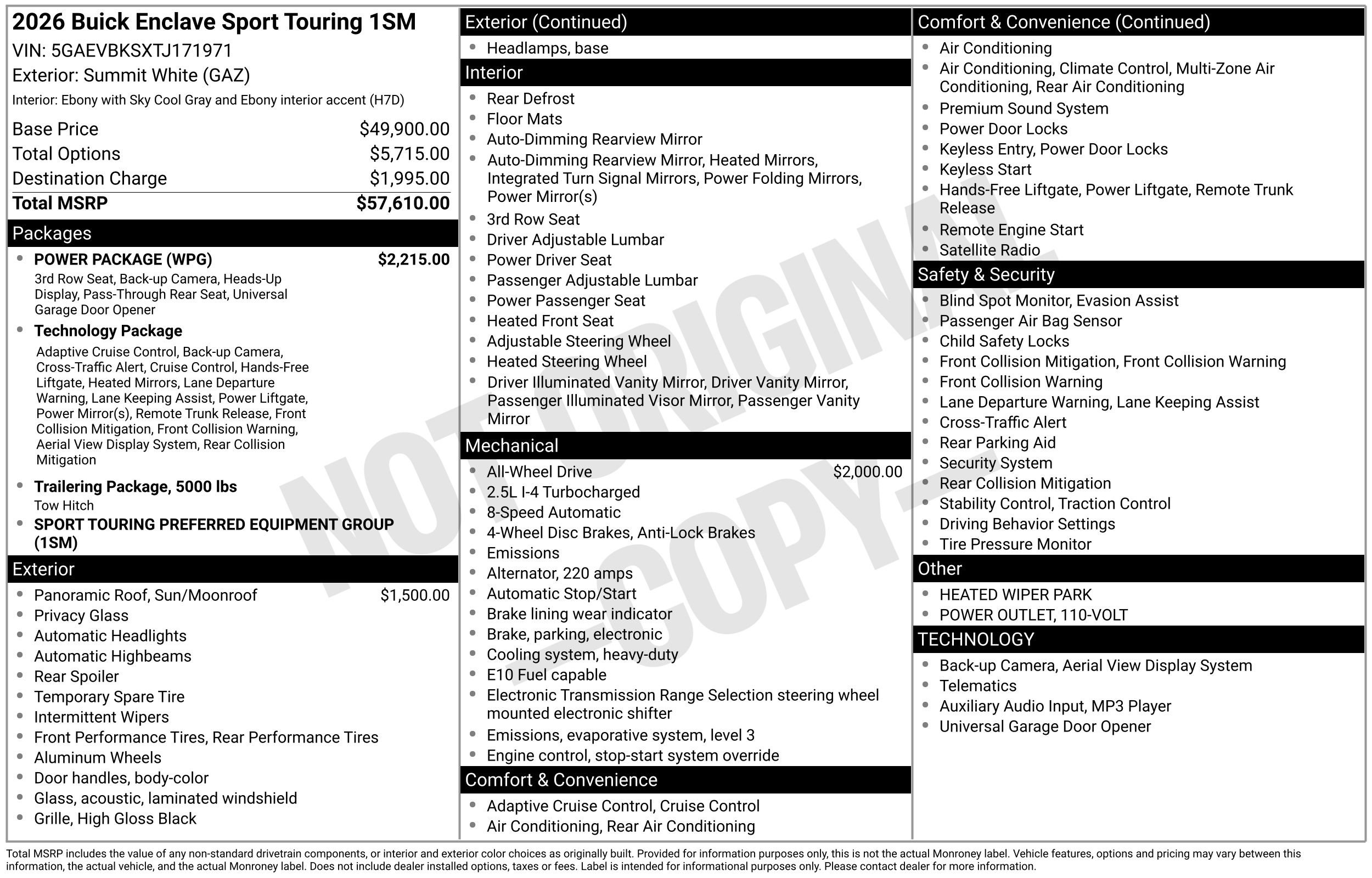 New 2026 Buick Enclave Sport Touring w/ Power Package AWD/4WD image 50