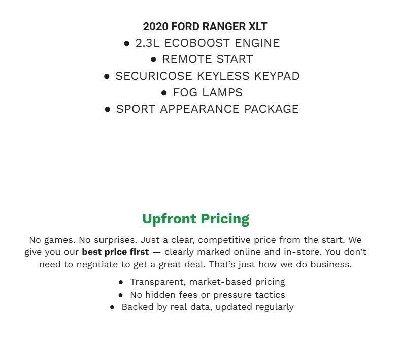 Certified 2020 Ford Ranger XLT w/ Equipment Group 302A Luxury AWD/4WD image 2