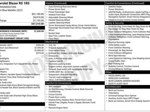 Used 2021 Chevrolet Blazer RS w/ Driver Confidence II Package image 2