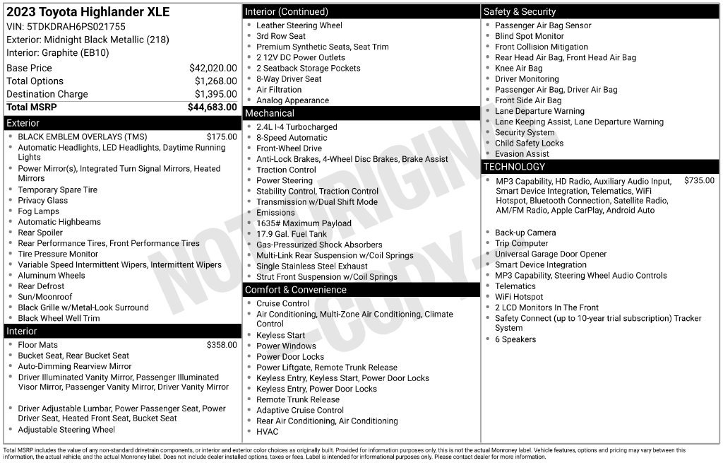Used 2023 Toyota Highlander XLE FWD image 3