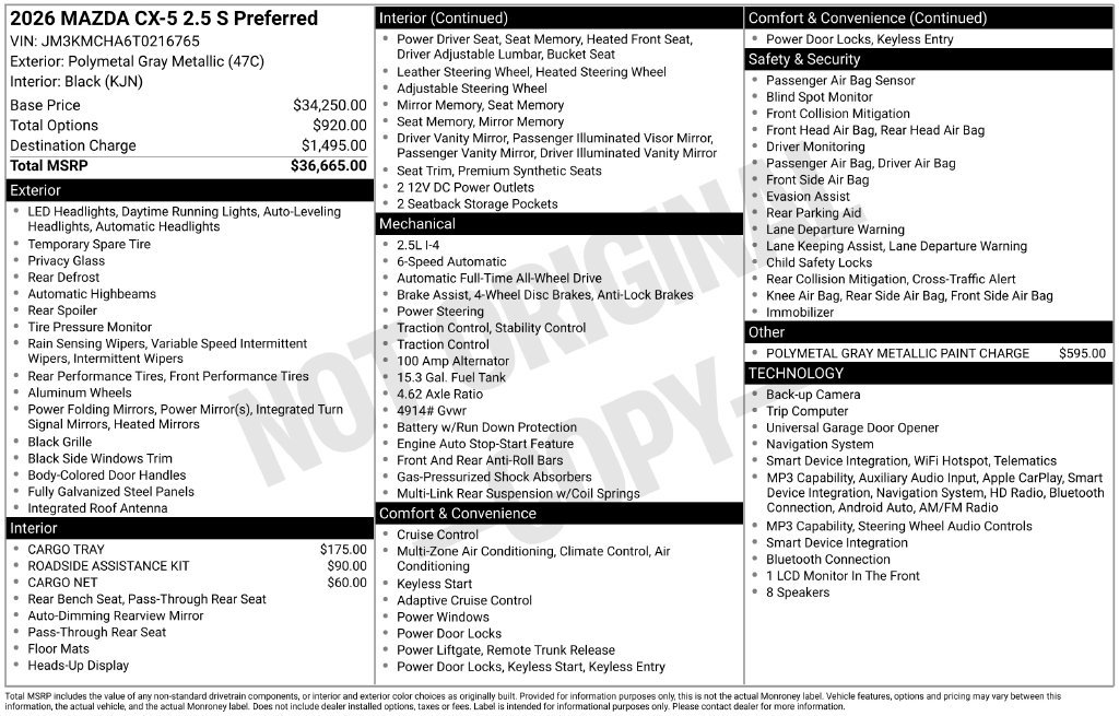 New 2026 MAZDA CX-5 Preferred AWD/4WD image 27
