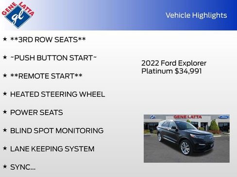Certified 2022 Ford Explorer Platinum w/ Equipment Group 601A image 33