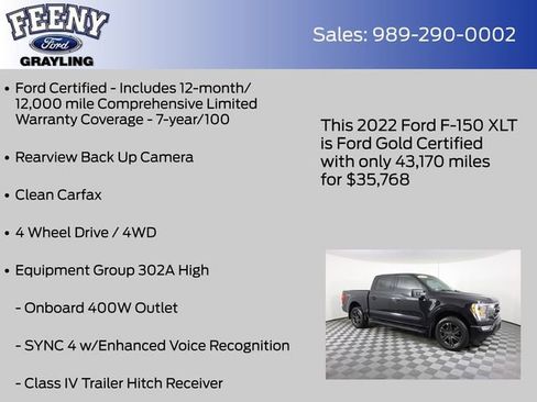 Certified 2022 Ford F150 XLT w/ Equipment Group 302A High image 5