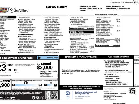 Used 2022 Cadillac CT4 V w/ Navigation Package AWD/4WD image 2