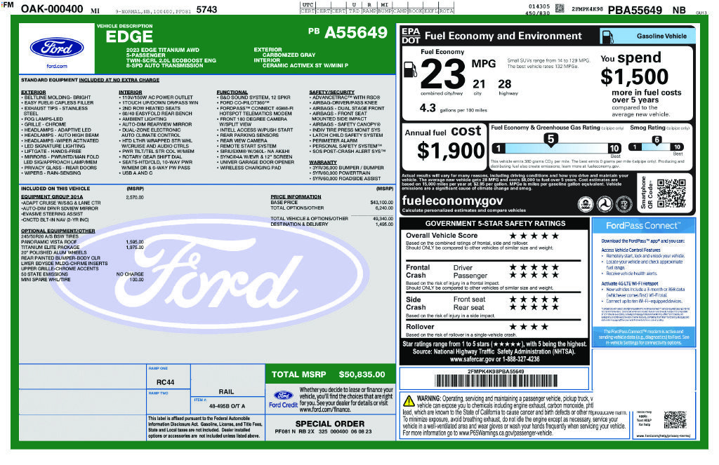 Used 2023 Ford Edge Titanium w/ Equipment Group 301A AWD/4WD image 38