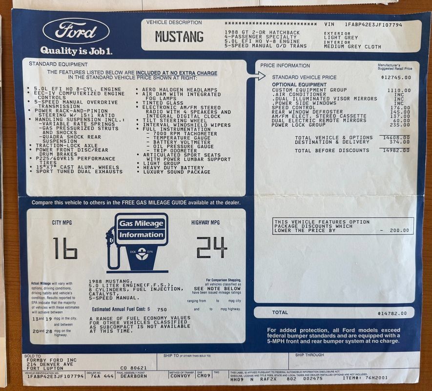Used 1988 Ford Mustang GT RWD image 45