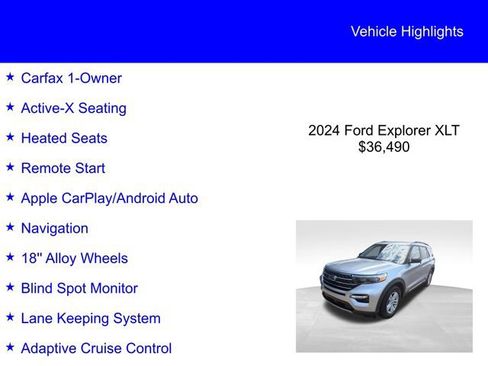 Used 2024 Ford Explorer XLT w/ Equipment Group 202A AWD/4WD image 2